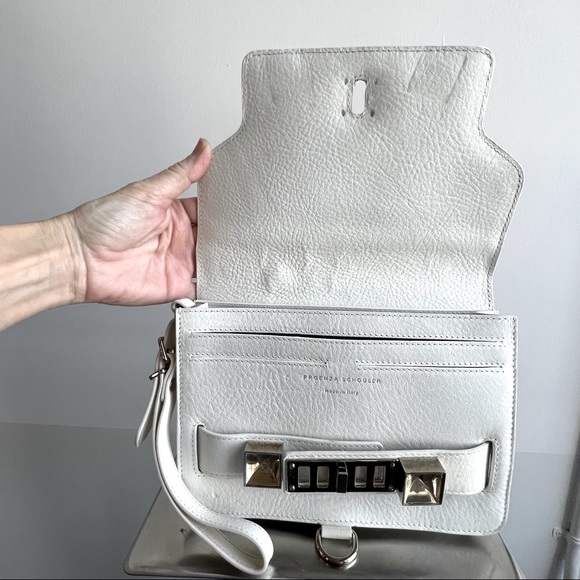 COPY - PROENZA SCHOULER white grainy calf skin Italian leather PS11 Wristlet cl… - Picture 4 of 13